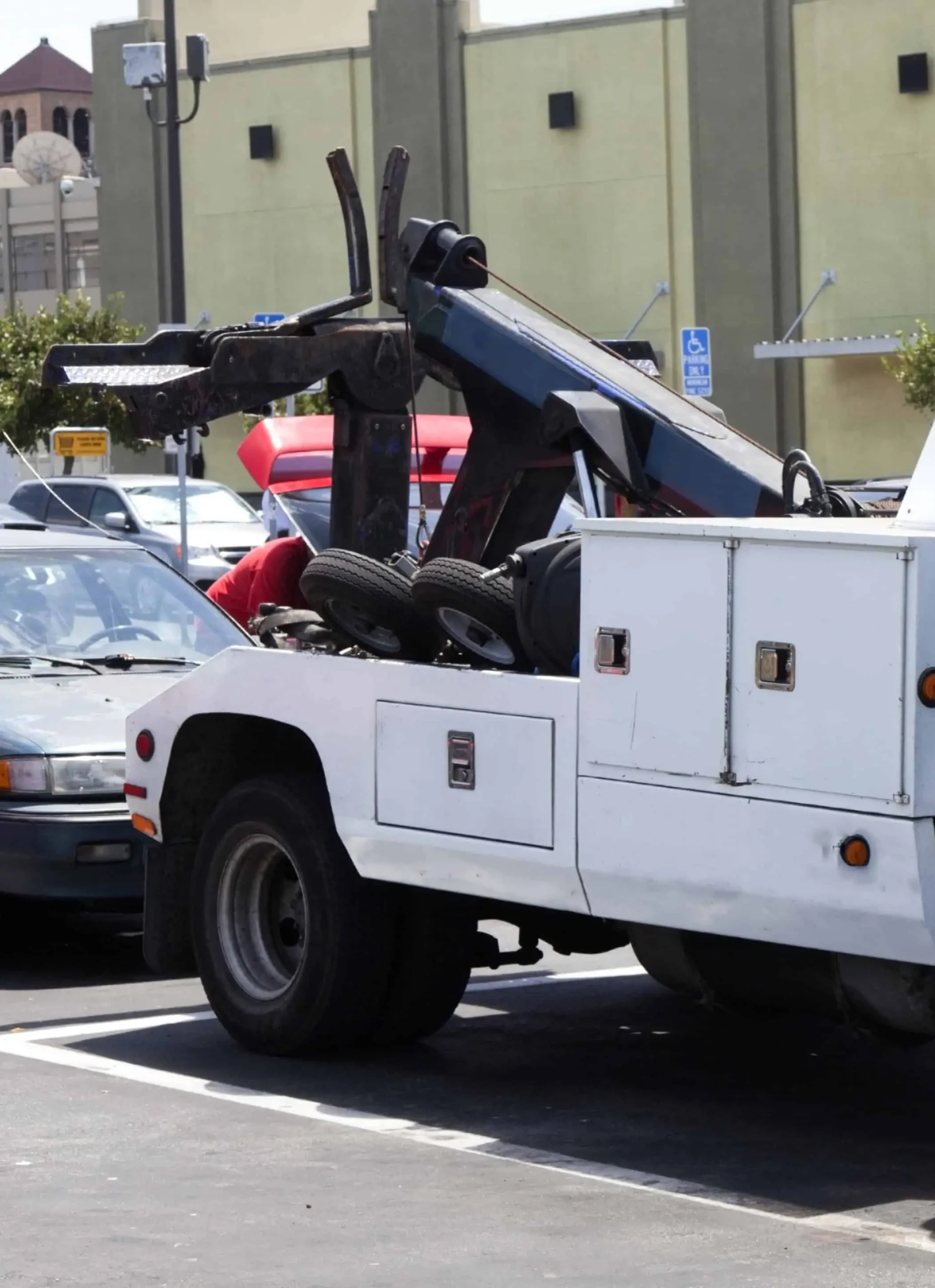 Tow truck towing a car