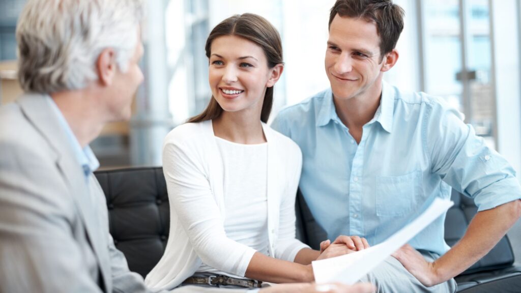 A couple reviewing their insurance